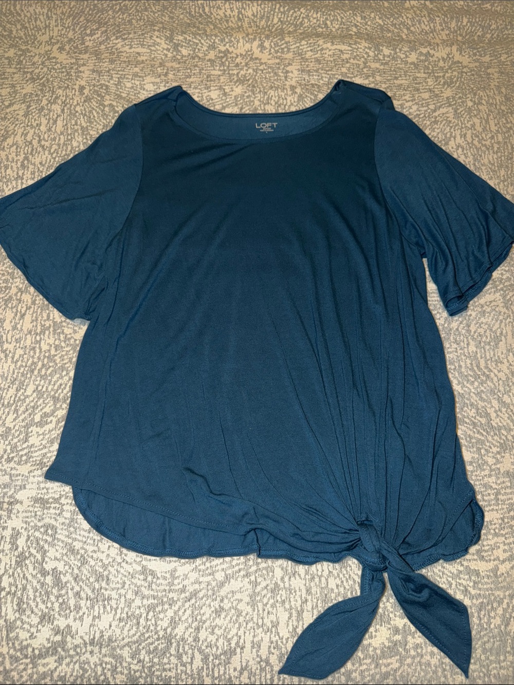 LOFT Teal Short Sleeve Knot-Front Tee